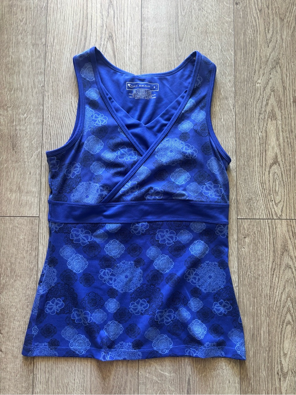 Y2K Blue Floral Wrap-Style Tank